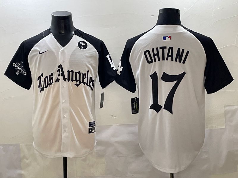 Men 2025 Los Angeles Dodgers #17 Ohtani White black Five generations Joint Name Nike MLB Jersey style 5266